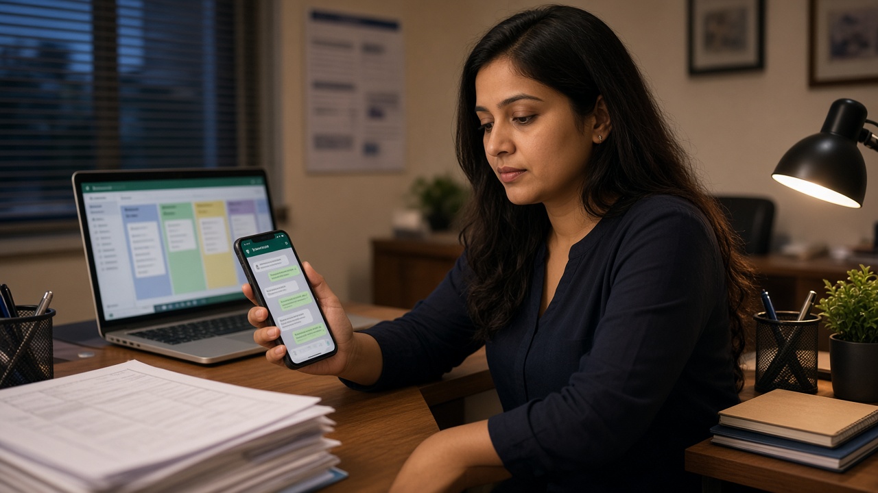 Evening admissions desk with counsellor juggling coaching counsellor lead cap workload from Meta lead ads