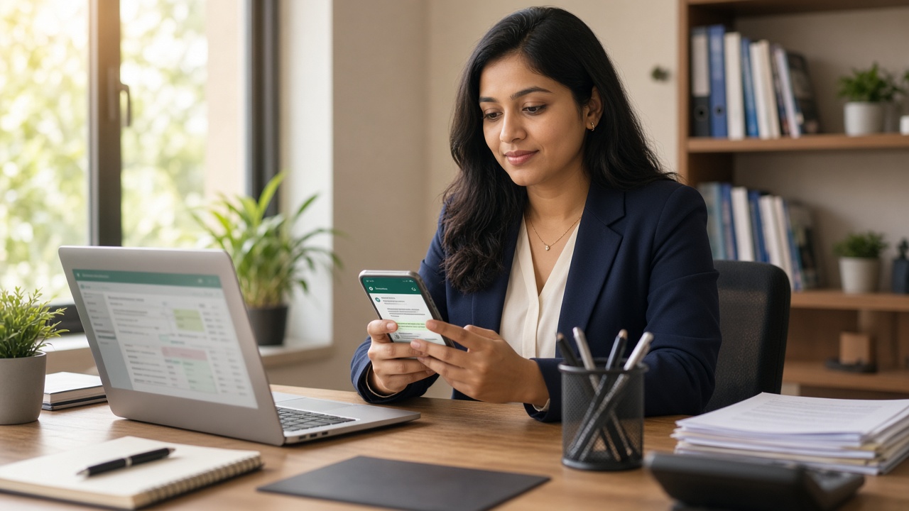 Counsellor using WhatsApp for Meta lead ads follow up coaching admissions in India